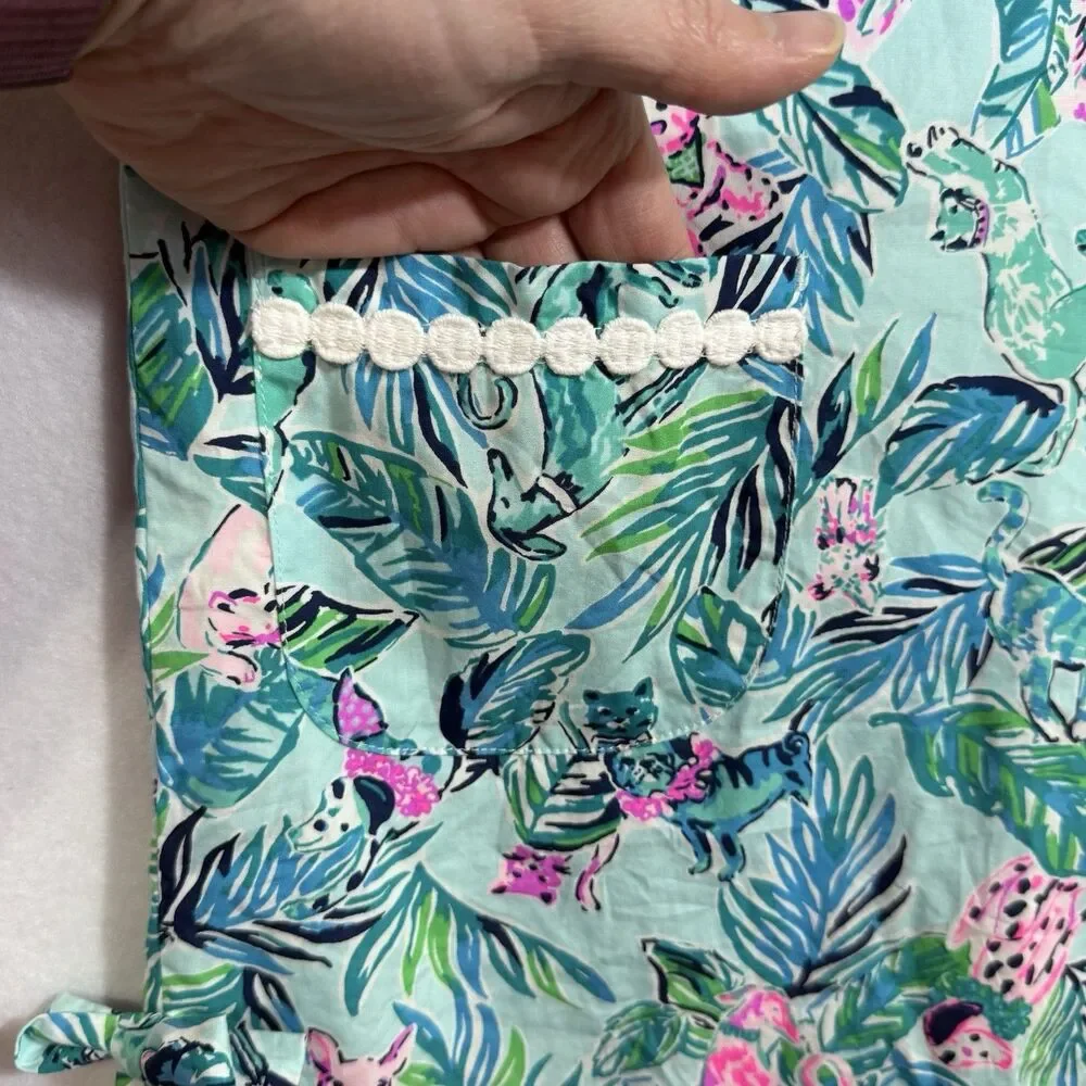 Lilly Pulitzer Barking Up The Palm Tree Seasalt Blue Classic Shift Dress Girl 10 - Picture 5 of 11